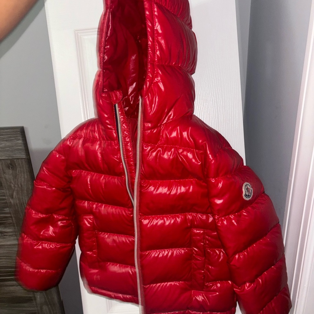 Boys red Moncler coat 3y